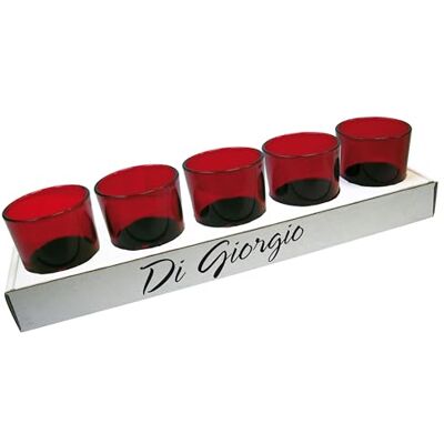 Cereria Di Giorgio 5er Set Teelichthalter aus farbigem Glas Cereria Di Giorgio 5er Set Teelichthalter aus farbigem Glas