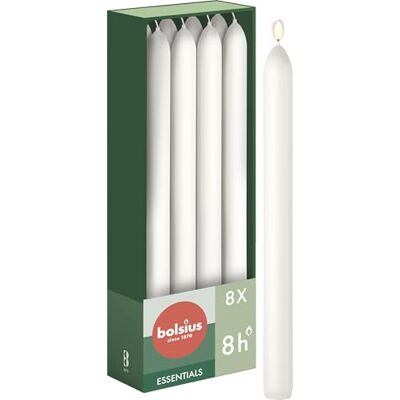 BOLSIUS - White 23cm - Pack of 8 - Vegan wax - Tischkerze BOLSIUS - White 23cm - Pack of 8 - Vegan wax - Tischkerze