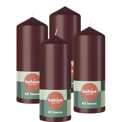 bolsius Glatte Stumpenkerzen Bordeauxrot 4 Stück 15 x 6 cm Dekorative Haushaltkerzen Länge Brenndauer 42 Stunden Unparfümierte Enthält Natürliches Pflanzenwachs Ohne Palmöl bolsius Glatte Stumpenkerzen Bordeauxrot 4 Stück 15 x 6 cm Dekorative Haushaltkerzen Länge Brenndauer 42 Stunden Unparfümierte Enthält Natürliches Pflanzenwachs Ohne Palmöl