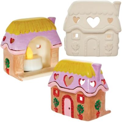 Baker Ross FN379 Frühlingshäuschen Teelichthalter, 2er-Pack, Keramik Bastelset zum Bemalen, Bastelbedarf für Kinder Baker Ross FN379 Frühlingshäuschen Teelichthalter, 2er-Pack, Keramik Bastelset zum Bemalen, Bastelbedarf für Kinder