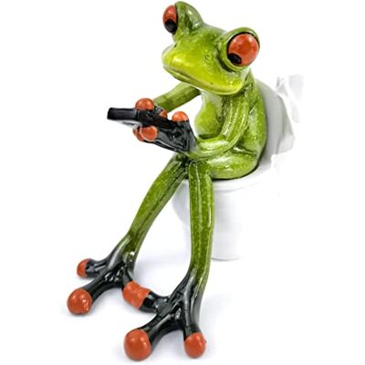 VVGIFTS Frosch-Figuren Dekor Lustige Kreative Handwerk Harz Frosch Skulptur Statue für Home Office Schreibtisch Tischplatte Badezimmer Dekoration, Ornament Geschenk (Frosch sitzt auf Toilette) VVGIFTS Frosch-Figuren Dekor Lustige Kreative Handwerk Harz Frosch Skulptur Statue für Home Office Schreibtisch Tischplatte Badezimmer Dekoration, Ornament Geschenk (Frosch sitzt auf Toilette)
