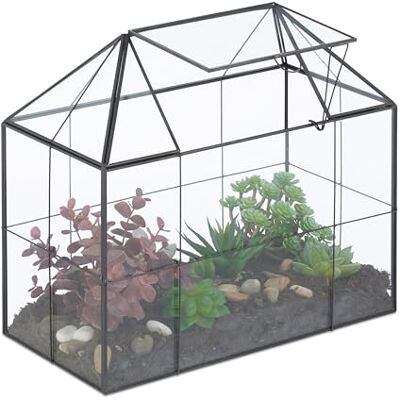 Relaxdays Pflanzenterrarium, Glas & Kupfer, 27x30x15 cm, Deko Glashaus Kakteen & Moos, Glaskasten Fensterbank, schwarz Relaxdays Pflanzenterrarium, Glas & Kupfer, 27x30x15 cm, Deko Glashaus Kakteen & Moos, Glaskasten Fensterbank, schwarz