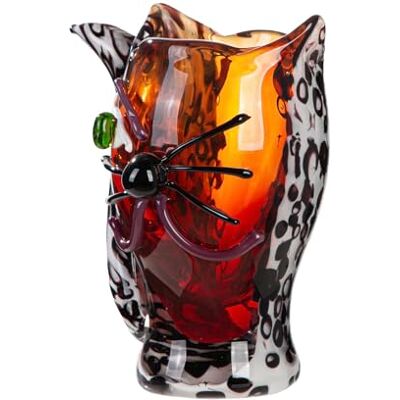 GILDE Glas Art Gesichtsvase Cat Glas Höhe 27cm x Breite 23cm braun Dekorative Glasvase für Zuhause Katzenmotiv GILDE Glas Art Gesichtsvase Cat Glas Höhe 27cm x Breite 23cm braun Dekorative Glasvase für Zuhause Katzenmotiv