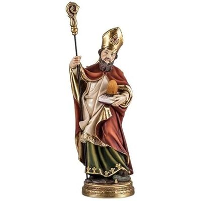 DRW Figur des Heiligen Ambrosius von Mailand, Schutzpatron von Imkern und Schmelzen, aus Kunstharz, handbemalt, 22 cm DRW Figur des Heiligen Ambrosius von Mailand, Schutzpatron von Imkern und Schmelzen, aus Kunstharz, handbemalt, 22 cm