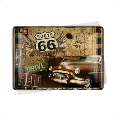 Retro Blechpostkarte, Route 66 Trip – Geschenk-Idee für Route 66 Fans, Blechpostkarte, Mini-Blechschild im Vintage-Design, 10 x 14 cm Retro Blechpostkarte, Route 66 Trip – Geschenk-Idee für Route 66 Fans, Blechpostkarte, Mini-Blechschild im Vintage-Design, 10 x 14 cm