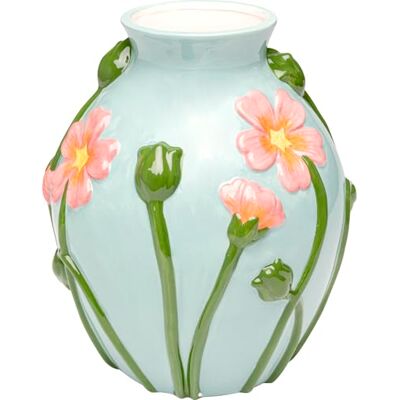 Kare Design Vase Fleurs, Hellblau, 27 cm, Blumenvase, Motiv Blumen, Dekoration, Handgearbeitet, Gefäß für Blumen Kare Design Vase Fleurs, Hellblau, 27 cm, Blumenvase, Motiv Blumen, Dekoration, Handgearbeitet, Gefäß für Blumen