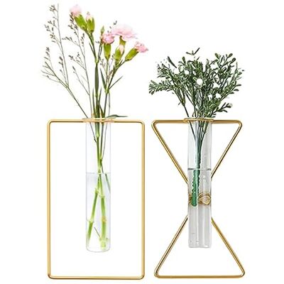 Ivymei 2 Stück nordische Wandvase, goldene geometrische Vase zum Aufhängen, Hydrokultur-Pflanzgefäß, Wandmontage, Metallglas, Röhrchen, Knospenvase, Hochzeit, Heimdekoration (Gold 5) Ivymei 2 Stück nordische Wandvase, goldene geometrische Vase zum Aufhängen, Hydrokultur-Pflanzgefäß, Wandmontage, Metallglas, Röhrchen, Knospenvase, Hochzeit, Heimdekoration (Gold 5)