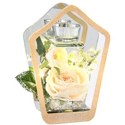 Flair Flower Dekorierter Teelichthalter aus Glas mit Kunstblume Rose und LED Licht Lampe Kerzenhalter Weihnachtsdeko Stabkerze Dekoration Weihnachten Glas für Tischdeko Geschenke Dekoobjekt Ornamente 3D Bild Flair Flower Dekorierter Teelichthalter aus Glas mit Kunstblume Rose und LED Licht Lampe Kerzenhalter Weihnachtsdeko Stabkerze Dekoration Weihnachten Glas für Tischdeko Geschenke Dekoobjekt Ornamente 3D Bild