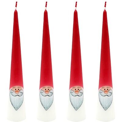 Dekohelden24 1 Packung mit 4 Adventskerzen in weiß rot, als Wichtel, H/Ø: 25 x 4,5 cm. Dekohelden24 1 Packung mit 4 Adventskerzen in weiß rot, als Wichtel, H/Ø: 25 x 4,5 cm.