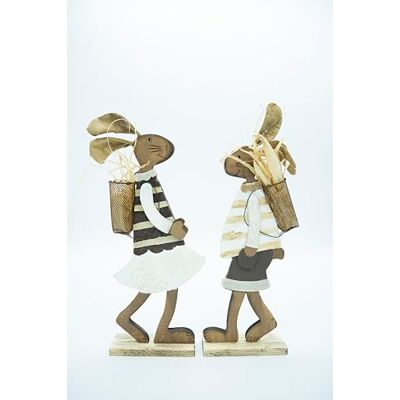 HEITMANN DECO 2er Set Holzhase und Häsin mit Drahtkörbchen Frühlingsdekoration Osterdeko Figuren aus Holz HEITMANN DECO 2er Set Holzhase und Häsin mit Drahtkörbchen Frühlingsdekoration Osterdeko Figuren aus Holz