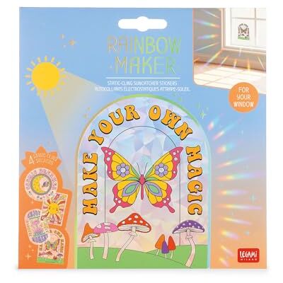 LEGAMI – Set mit 4 elektrostatischen Sonnenfängern für Fenster Rainbow Maker, Fensteraufkleber, repositionierbar, wiederverwendbar, hinterlassen keine Spuren, 15 x 15 cm LEGAMI – Set mit 4 elektrostatischen Sonnenfängern für Fenster Rainbow Maker, Fensteraufkleber, repositionierbar, wiederverwendbar, hinterlassen keine Spuren, 15 x 15 cm