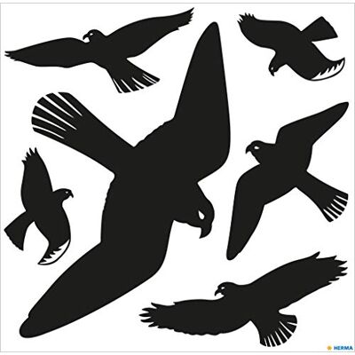 Herma 5999 Warnvögel Vogel Aufkleber Set für Fensterscheiben groß, 30 Stück, 30 x 30 cm, selbstklebend, ablösbar und wiederverwendbar, Vogelschutz für Fenster aus wetterfester Hart-Folie, schwarz Herma 5999 Warnvögel Vogel Aufkleber Set für Fensterscheiben groß, 30 Stück, 30 x 30 cm, selbstklebend, ablösbar und wiederverwendbar, Vogelschutz für Fenster aus wetterfester Hart-Folie, schwarz