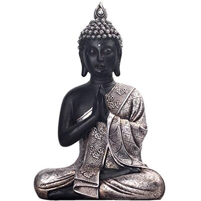 JORAE Sitzende Buddha Statue, Buddhismus Thailändisch Meditierend, Dekorative Skulptur für Haus und Garten, Betende Sammlerfigur, 24 cm, Polyresin JORAE Sitzende Buddha Statue, Buddhismus Thailändisch Meditierend, Dekorative Skulptur für Haus und Garten, Betende Sammlerfigur, 24 cm, Polyresin