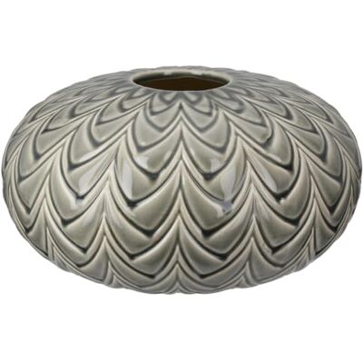 GILDE Vase Lamello Keramik bauchig grün craqueliert glänzend Höhe 15cm x Ø 29cm wasserdichte Blumenvase GILDE Vase Lamello Keramik bauchig grün craqueliert glänzend Höhe 15cm x Ø 29cm wasserdichte Blumenvase