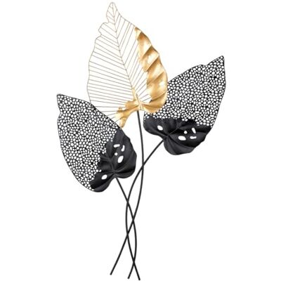 GILDE Metallbilder Wanddeko Bilder Metall – moderne Wanddekoration Wohnzimmer – Wandbild 3D Metallbild Wand Deko Blumen Blätter Wall Decoration 65 x 107 cm Farben: Schwarz Gold GILDE Metallbilder Wanddeko Bilder Metall – moderne Wanddekoration Wohnzimmer – Wandbild 3D Metallbild Wand Deko Blumen Blätter Wall Decoration 65 x 107 cm Farben: Schwarz Gold