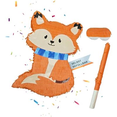 Relaxdays Pinata Fuchs, mit Stab & Maske, Partypinata Kinder, Geburtstag, zum Befüllen, HxBxT: 45x31x9 cm, Mehrfarbig Relaxdays Pinata Fuchs, mit Stab & Maske, Partypinata Kinder, Geburtstag, zum Befüllen, HxBxT: 45x31x9 cm, Mehrfarbig
