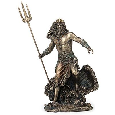 Veronese Design Griechischer Gott, Poseidon, stehend über stürzenden Wellen, Statue Veronese Design Griechischer Gott, Poseidon, stehend über stürzenden Wellen, Statue
