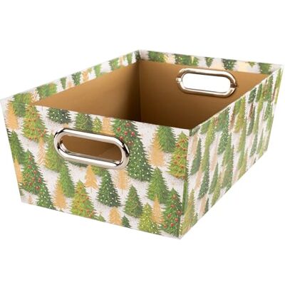Idena 31493 Aufbewahrungsbox aus festem Karton, Aufbewahrungskorb mit Metallgriffen, Box mit Weihnachtsbaum-Motiv ca. 33 x 22,9 x 12,7 cm Idena 31493 Aufbewahrungsbox aus festem Karton, Aufbewahrungskorb mit Metallgriffen, Box mit Weihnachtsbaum-Motiv ca. 33 x 22,9 x 12,7 cm