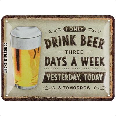 ART Retro Blechschild, 15 x 20 cm, Drink Beer Three Days – Geschenk-Idee als Bar-Zubehör, aus Metall, Vintage Design mit Spruch, Blechschilder Sprüche, Bier-Deko ART Retro Blechschild, 15 x 20 cm, Drink Beer Three Days – Geschenk-Idee als Bar-Zubehör, aus Metall, Vintage Design mit Spruch, Blechschilder Sprüche, Bier-Deko
