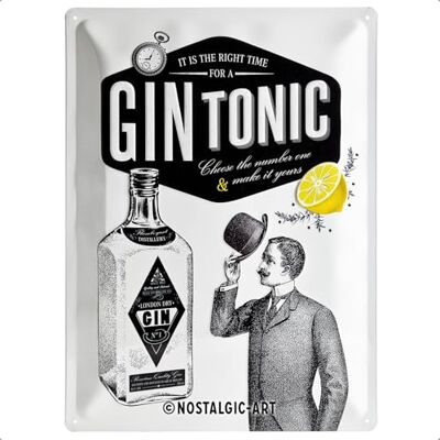 ART Retro Blechschild, 30 x 40 cm, Gin Tonic aus Metall, Vintage Design, Blechschilder Sprüche, Geschenk-Idee für die Hausbar ART Retro Blechschild, 30 x 40 cm, Gin Tonic aus Metall, Vintage Design, Blechschilder Sprüche, Geschenk-Idee für die Hausbar
