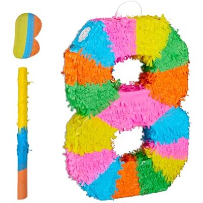 Relaxdays Pinata Zahl 8, Regenbogenpinata Geburtstag, HBT: 50,5 x 35,5 x 7,5 cm, Partypinata Kinder, zum Befüllen, bunt Relaxdays Pinata Zahl 8, Regenbogenpinata Geburtstag, HBT: 50,5 x 35,5 x 7,5 cm, Partypinata Kinder, zum Befüllen, bunt