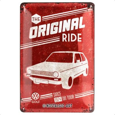 ART Retro Blechschild, 20 x 30 cm, VW Golf – The Original Ride Original Volkswagen Lizenzprodukt (OLP), aus Metall, Vintage Design, Blechschilder Sprüche, Geschenk-Idee für VW Bus Fans ART Retro Blechschild, 20 x 30 cm, VW Golf – The Original Ride Original Volkswagen Lizenzprodukt (OLP), aus Metall, Vintage Design, Blechschilder Sprüche, Geschenk-Idee für VW Bus Fans