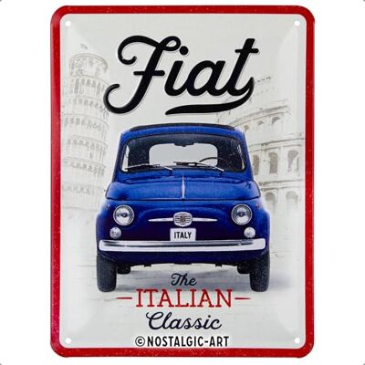 ART Retro Blechschild, 15 x 20 cm, Fiat 500 – The Italian Classic – Geschenk-Idee für Fiat-Zubehör Fans, Original Lizenzprodukt (OLP), aus Metall, Vintage Design, Blechschilder Sprüche ART Retro Blechschild, 15 x 20 cm, Fiat 500 – The Italian Classic – Geschenk-Idee für Fiat-Zubehör Fans, Original Lizenzprodukt (OLP), aus Metall, Vintage Design, Blechschilder Sprüche