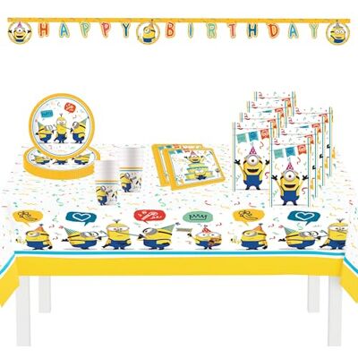 Procos Minions Geburtstagsdeko, 46-Teilig, Pappteller, für Kindergeburtstag mit Einweg Partygeschirr und Party Deko Procos Minions Geburtstagsdeko, 46-Teilig, Pappteller, für Kindergeburtstag mit Einweg Partygeschirr und Party Deko