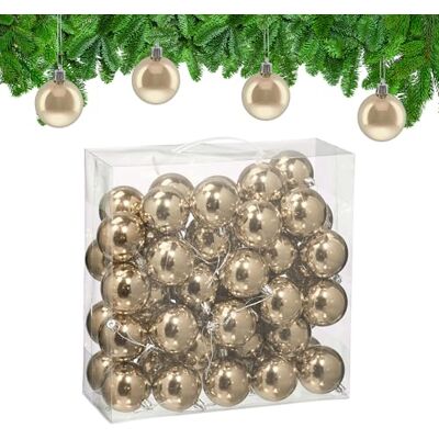 Relaxdays Weihnachtskugeln im 50er Set, Kunststoff, D: 6 cm, runde Weihnachtsbaumdeko, Baumschmuck glänzend, Champagner Relaxdays Weihnachtskugeln im 50er Set, Kunststoff, D: 6 cm, runde Weihnachtsbaumdeko, Baumschmuck glänzend, Champagner