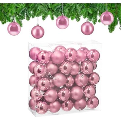 Relaxdays Weihnachtskugeln 50er Set, Weihnachtsdeko, matt & glänzend, Christbaumkugel ∅ 6 cm, Weihnachtsbaumdeko, rosa Relaxdays Weihnachtskugeln 50er Set, Weihnachtsdeko, matt & glänzend, Christbaumkugel ∅ 6 cm, Weihnachtsbaumdeko, rosa