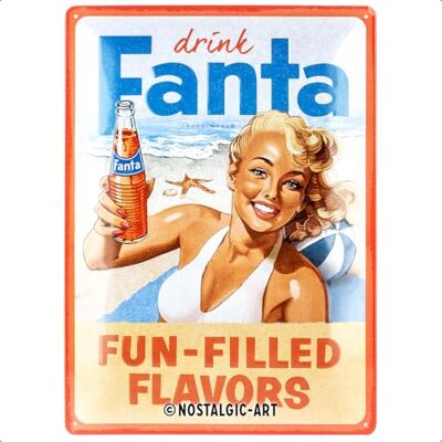 ART Retro Blechschild, 30 x 40 cm, Fanta – Beach Girl – Geschenk-Idee als Bar-Zubehör, Original Lizenzprodukt (OLP), aus Metall, Vintage Design, Blechschilder Sprüche ART Retro Blechschild, 30 x 40 cm, Fanta – Beach Girl – Geschenk-Idee als Bar-Zubehör, Original Lizenzprodukt (OLP), aus Metall, Vintage Design, Blechschilder Sprüche