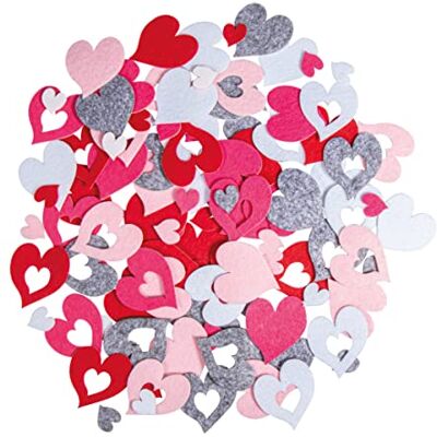 Rayher Filz Herzen Mix, 1,7 + 4 cm, 105 Stück, selbstklebend, Farben gemischt, Filz-Aufkleber zum Dekorieren, 43000999, Bunt Rayher Filz Herzen Mix, 1,7 + 4 cm, 105 Stück, selbstklebend, Farben gemischt, Filz-Aufkleber zum Dekorieren, 43000999, Bunt