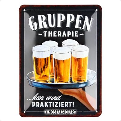 ART Retro Blechschild, 15 x 20 cm, Gruppentherapie – Bier – Geschenk-Idee als Bar-Zubehör, aus Metall, Vintage Design mit Spruch, Blechschilder Sprüche, Bier-Deko ART Retro Blechschild, 15 x 20 cm, Gruppentherapie – Bier – Geschenk-Idee als Bar-Zubehör, aus Metall, Vintage Design mit Spruch, Blechschilder Sprüche, Bier-Deko