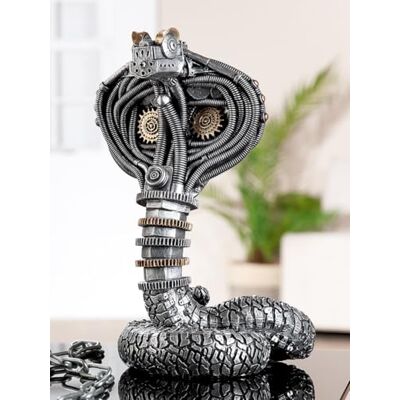 Casablanca modernes Design Casablanca Steampunk Cobra Figur, Kunstharz, silberfarben, metallische Optik, H: 30,5 cm, B: 20 cm, T: 16 cm Deko, Geschenk, Sammlerstück, Vintage Casablanca modernes Design Casablanca Steampunk Cobra Figur, Kunstharz, silberfarben, metallische Optik, H: 30,5 cm, B: 20 cm, T: 16 cm Deko, Geschenk, Sammlerstück, Vintage