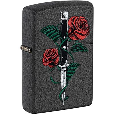 Zippo Sturmfeuerzeug Modell Rose Dagger Black Crackle Finish, Color Image Nachfüllbar Wiederverwendbar Windfestes Design Geschenkbox Made in USA Zippo Sturmfeuerzeug Modell Rose Dagger Black Crackle Finish, Color Image Nachfüllbar Wiederverwendbar Windfestes Design Geschenkbox Made in USA