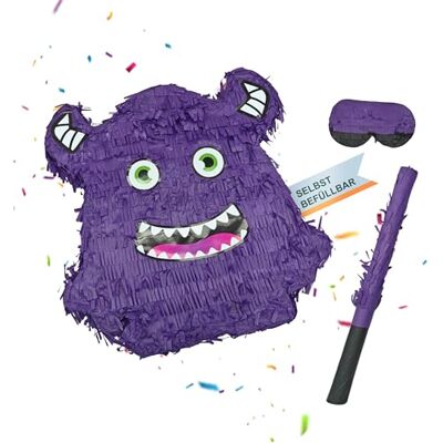 Relaxdays Pinata Monster, mit Stab & Maske, Partypinata Kinder, Geburtstag, zum Befüllen, HxBxT: 40 x 35 x 9 cm, lila Relaxdays Pinata Monster, mit Stab & Maske, Partypinata Kinder, Geburtstag, zum Befüllen, HxBxT: 40 x 35 x 9 cm, lila