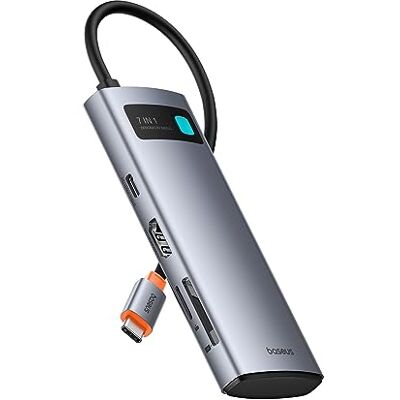 Baseus USB C Hub 7 in 1 Adapter mit 4K@60Hz HDMI, 100W PD, 3 A 3.0 5Gbps, SD/TF Kartenleser, Docking Station für iPhone 15, Laptop MacBook/Surface Pro/iPad/Steam Deck/Rog Ally/Samsung Baseus USB C Hub 7 in 1 Adapter mit 4K@60Hz HDMI, 100W PD, 3 A 3.0 5Gbps, SD/TF Kartenleser, Docking Station für iPhone 15, Laptop MacBook/Surface Pro/iPad/Steam Deck/Rog Ally/Samsung