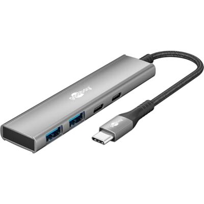 goobay USB-C Hub 10Gbit/s, 4-Port USB 3.2 Gen 2 Datenhub mit 4X USB-C Anschlüssen, SuperSpeed+ Aluminium Adapter für MacBook, Laptop, NVMe SSDs und mehr 76565 goobay USB-C Hub 10Gbit/s, 4-Port USB 3.2 Gen 2 Datenhub mit 4X USB-C Anschlüssen, SuperSpeed+ Aluminium Adapter für MacBook, Laptop, NVMe SSDs und mehr 76565