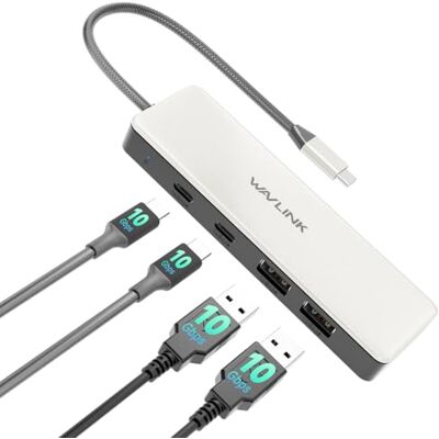 WAVLINK USB C Hub, 10Gbps USB C Hub, 2 USB-C&A 3.2 Anschlüsse, Kompatibel für iMac/MacBook/Chromebook/Dell/HP/Lenovo (unterstützt Nicht das Aufladen/Erweitern des Monitors) WAVLINK USB C Hub, 10Gbps USB C Hub, 2 USB-C&A 3.2 Anschlüsse, Kompatibel für iMac/MacBook/Chromebook/Dell/HP/Lenovo (unterstützt Nicht das Aufladen/Erweitern des Monitors)