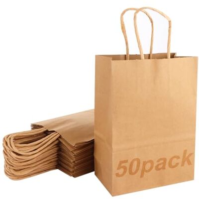 ASelected 50 Stück Geschenktüten Geschenktüte Braun 21 x 15 x 8 CM Papiertüten Kraftpapiertüten mit Henkel für Geburtstag Partys Hochzeit ASelected 50 Stück Geschenktüten Geschenktüte Braun 21 x 15 x 8 CM Papiertüten Kraftpapiertüten mit Henkel für Geburtstag Partys Hochzeit