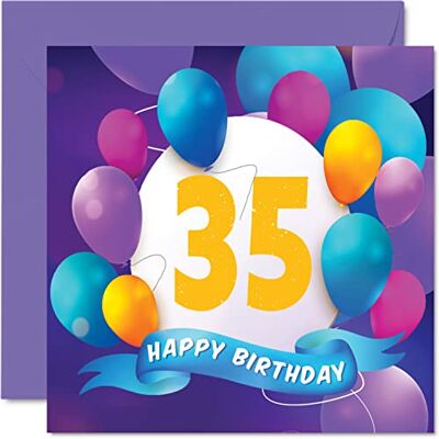 Stuff4 Geburtstagskarte zum 35. Geburtstag Männer und Frauen – Ballon-Party – Happy Birthday Karten 35 Jahre alte Männer Frau Bruder Schwester Mutter Vater Tante Onkel bester Freund Cousin 145 mm x 145 mm Stuff4 Geburtstagskarte zum 35. Geburtstag Männer und Frauen – Ballon-Party – Happy Birthday Karten 35 Jahre alte Männer Frau Bruder Schwester Mutter Vater Tante Onkel bester Freund Cousin 145 mm x 145 mm