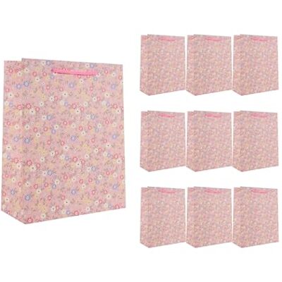 Idena 90228 Geschenktüten Blumen, 10 Stück, Geschenktaschen in der Größe 18 x 23 x 8 cm, pinke Papiertüten mit bunten Blumen Idena 90228 Geschenktüten Blumen, 10 Stück, Geschenktaschen in der Größe 18 x 23 x 8 cm, pinke Papiertüten mit bunten Blumen