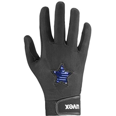 Uvex glamstar Flexibler Reithandschuh für Kinder exzellenter Grip & strapazierfähig 4D-Stretch Black-Blue 4 Uvex glamstar Flexibler Reithandschuh für Kinder exzellenter Grip & strapazierfähig 4D-Stretch Black-Blue 4