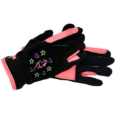 Riders Trend Fleece-Reithandschuhe für Mädchen schwarz Nero Black/Pink M Riders Trend Fleece-Reithandschuhe für Mädchen schwarz Nero Black/Pink M