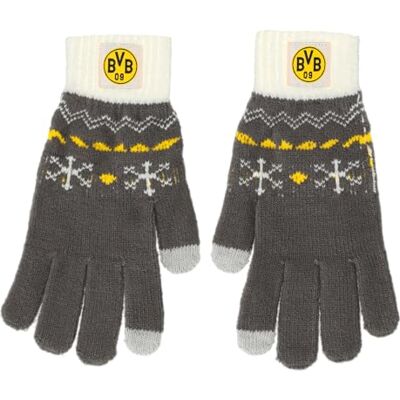 Dortmund BVB Norweger-Handschuhe Gr. L/XL, Grau-Weiß mit Wintermuster, 100% Polyacryl (L/XL) Dortmund BVB Norweger-Handschuhe Gr. L/XL, Grau-Weiß mit Wintermuster, 100% Polyacryl (L/XL)