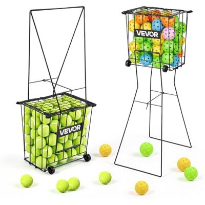 VEVOR Tennisballkorb mit Rollen, Tennisballsammler mit Rahmen & Ballkorb aus Kohlenstoffstahl, Umwandelbares Sammelkorb für 75 Tennisballs, Tragbarer Tennisballwagen für Training Ballsammeln, Schwarz VEVOR Tennisballkorb mit Rollen, Tennisballsammler mit Rahmen & Ballkorb aus Kohlenstoffstahl, Umwandelbares Sammelkorb für 75 Tennisballs, Tragbarer Tennisballwagen für Training Ballsammeln, Schwarz