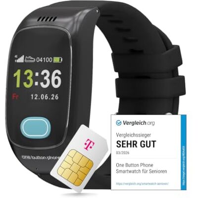 Deutsche Telekom x one Button Phone – 4G LTE Notrufuhr mit Ortung und Telefonfunktion, Notruf Armband für Senioren, SOS Notrufknopf, GPS Notfall Uhr 30€ Amazon Gutschein nach SIM Aktivierung Deutsche Telekom x one Button Phone – 4G LTE Notrufuhr mit Ortung und Telefonfunktion, Notruf Armband für Senioren, SOS Notrufknopf, GPS Notfall Uhr 30€ Amazon Gutschein nach SIM Aktivierung