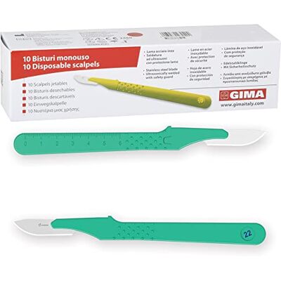 GIMA Sterile Einweg-Skalpelle, mit Sicherheitsabdeckung, Nr. 22, 10er-Pack, 27046 GIMA Sterile Einweg-Skalpelle, mit Sicherheitsabdeckung, Nr. 22, 10er-Pack, 27046