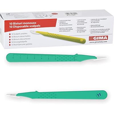 GIMA Sterile Einweg-Skalpelle, mit Sicherheitsabdeckung, Nr. 11, 10er-Pack, 27041 GIMA Sterile Einweg-Skalpelle, mit Sicherheitsabdeckung, Nr. 11, 10er-Pack, 27041