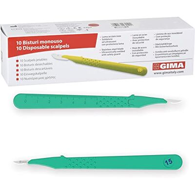 GIMA Sterile Einweg-Skalpelle, mit Sicherheitsabdeckung, Nr. 15 c, 10er-Pack, 27049 GIMA Sterile Einweg-Skalpelle, mit Sicherheitsabdeckung, Nr. 15 c, 10er-Pack, 27049